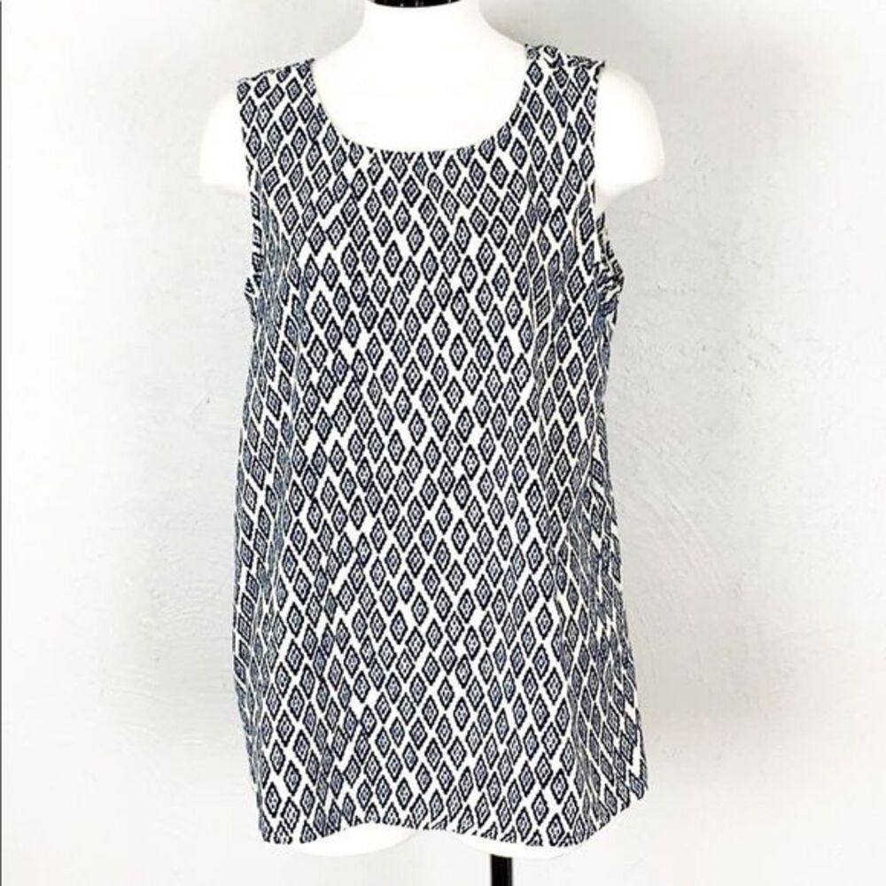 IMANIMO BLUE and White Ikat Print Tank Small